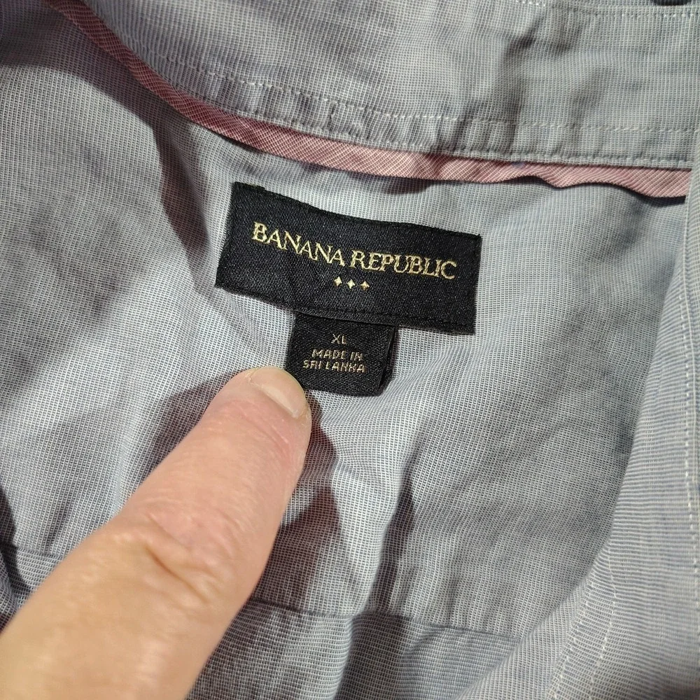 Banana Republic Shirt Men XL Denim Blue College Preppy Work Roll Tab Long Sleev